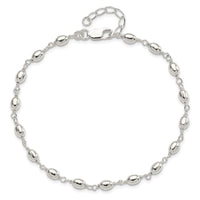 Sterling Silver Fancy Bead Anklet
