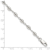 Sterling Silver Fancy Bead Anklet