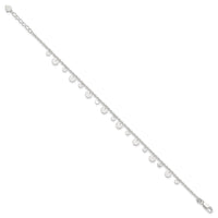Sterling Silver Dangling Circle 9in Plus 1 in ext Anklet