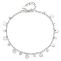 Sterling Silver Dangling Circle 9in Plus 1 in ext Anklet