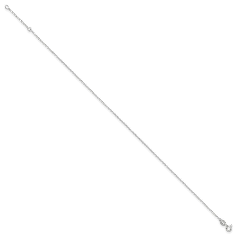Sterling Silver 1mm Diamond-cut 9in Plus 1in ext. Anklet