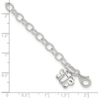 Sterling Silver Small Oval Rolo Link with Butterfly Anklet