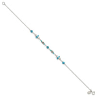 Sterling Silver Antiqued Turquoise Beaded Anklet