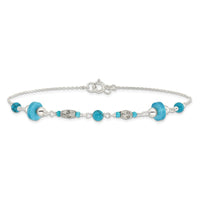 Sterling Silver Antiqued Turquoise Beaded Anklet