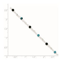 Sterling Silver Onyx/Turquoise Beads Anklet
