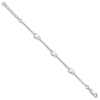 Sterling Silver Heart 5 Inch Plus 1 Inch Ext. Bracelet