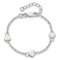 Sterling Silver Heart 5 Inch Plus 1 Inch Ext. Bracelet