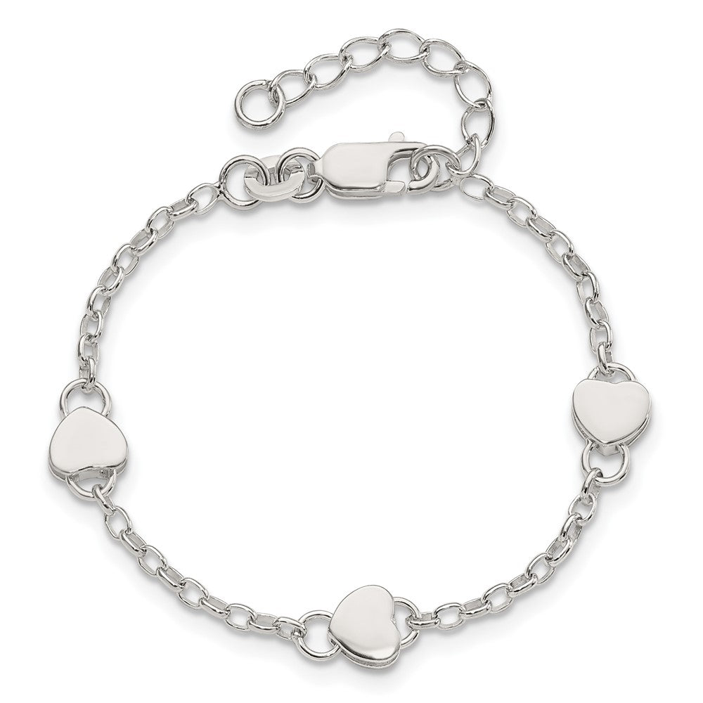 Sterling Silver Heart 6 Inch Plus 1 Inch Ext. Bracelet
