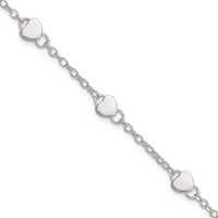 Sterling Silver Heart 5 Inch Plus 1 Inch Ext. Bracelet