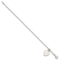 Sterling Silver Engraveable Heart 6 inch Bracelet