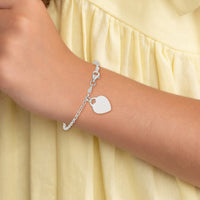 Sterling Silver Engraveable Heart 6 inch Bracelet