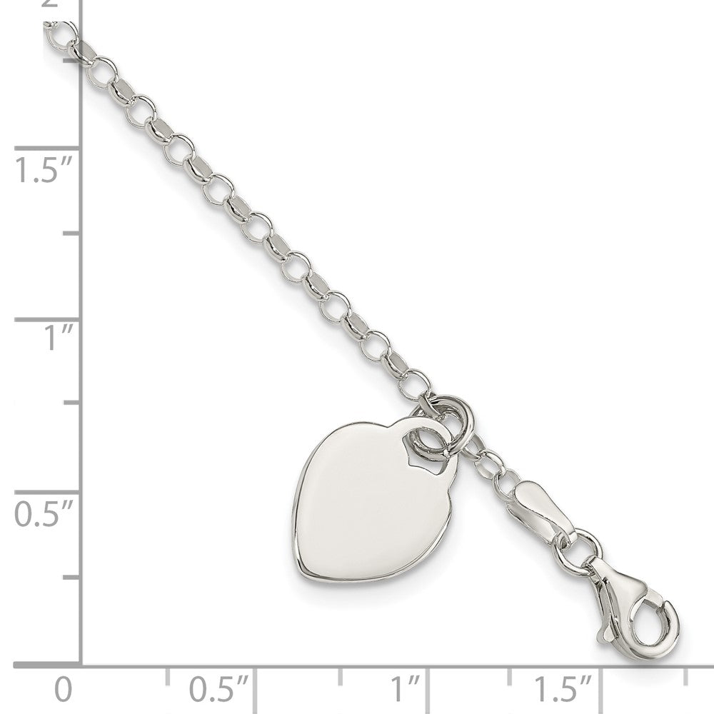 Sterling Silver Engraveable Heart 6 inch Bracelet