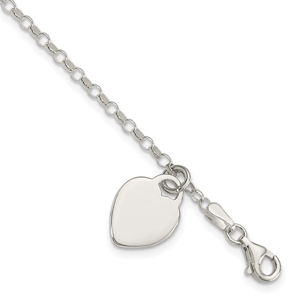Sterling Silver Engraveable Heart 6 inch Bracelet