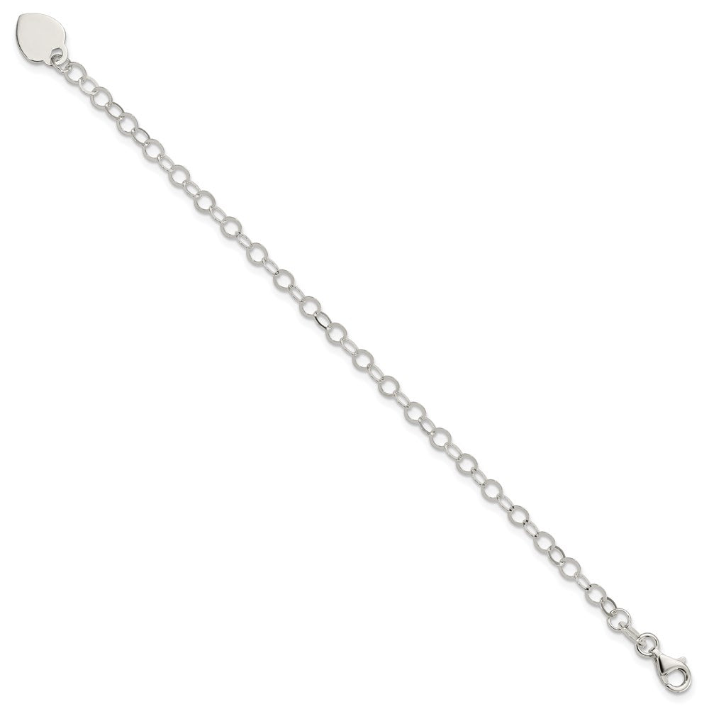 Sterling Silver Engraveable Heart Charm 6 inch Bracelet