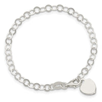 Sterling Silver Engraveable Heart Charm 6 inch Bracelet