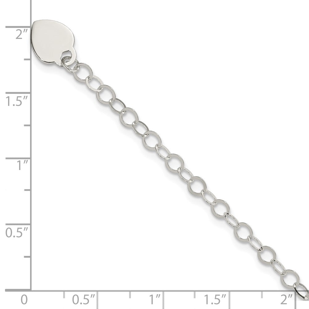 Sterling Silver Engraveable Heart Charm 6 inch Bracelet