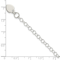 Sterling Silver Round Link with Heart Dangle Charm 6 Inch Bracelet