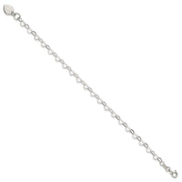 Sterling Silver Fancy Heart Link with Heart Dangle Charm 6 Inch Bracelet