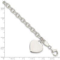 Sterling Silver 1.5mm Engraveable Heart Charm Bracelet