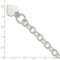 Sterling Silver Engraveable Heart Fancy Link Bracelet