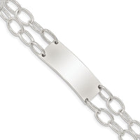 Sterling Silver Double Strand Oval Link ID Bracelet