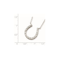 Sterling Silver Rhodium-plated CZ Horseshoe Necklace