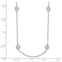 Sterling Silver 16 Inch w/2 in ext. 8-Station CZ Necklace