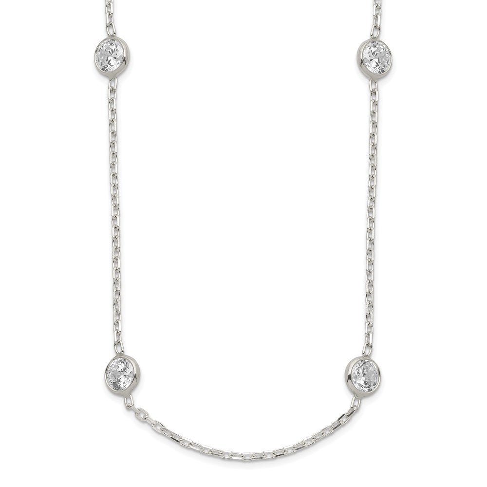 Sterling Silver 20 Inch w/2 in ext. 10-Station CZ Necklace