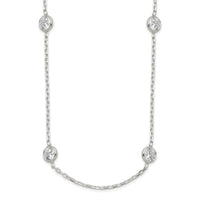 Sterling Silver 18 Inch w/2 in ext. 9-Station CZ Necklace