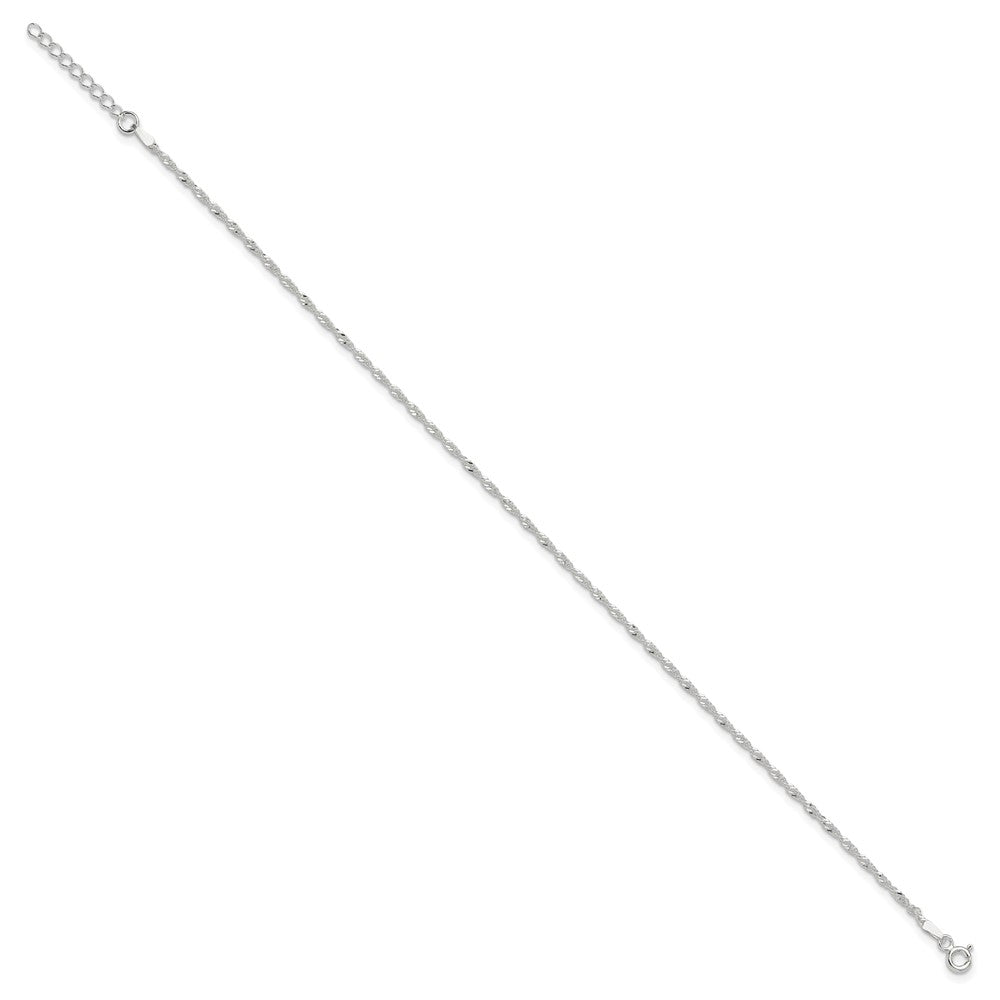 Sterling Silver Singapore 9in Plus 1in ext. Anklet