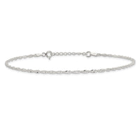 Sterling Silver 1.8mm Singapore 10in Plus 1in ext. Chain Anklet