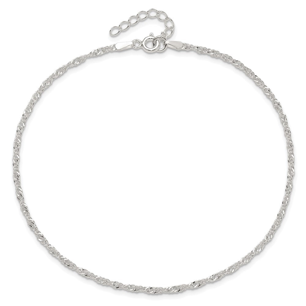 Sterling Silver 9 in Singapore Plus 1in ext. Chain Anklet