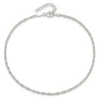 Sterling Silver 9 in Singapore Plus 1in ext. Chain Anklet