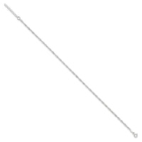 Sterling Silver 2mm Singapore 10in Plus 1in ext. Chain Anklet
