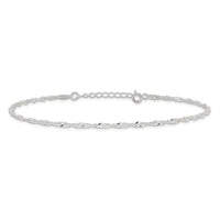 Sterling Silver 2mm Singapore 10in Plus 1in ext. Chain Anklet