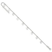 Sterling Silver Polished Hearts 9in Plus 1in Ext. Anklet