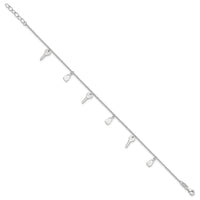 Sterling Silver Polished Lock and Key 10in Plus 1in Ext. Anklet