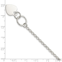Sterling Silver Fancy Engraveable Heart Bracelet