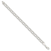 Sterling Silver 7.5mm Semi-Solid Double Link Charm Bracelet