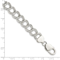 Sterling Silver 10.5mm Semi-Solid Double Link Charm Bracelet