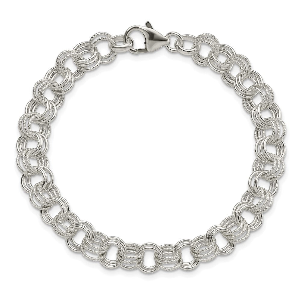 Sterling Silver Triple Link Charm Bracelet