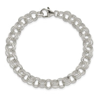 Sterling Silver Triple Link Charm Bracelet