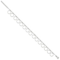 Sterling Silver Dangle Circles Anklet