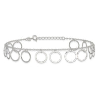 Sterling Silver Dangle Circles Anklet