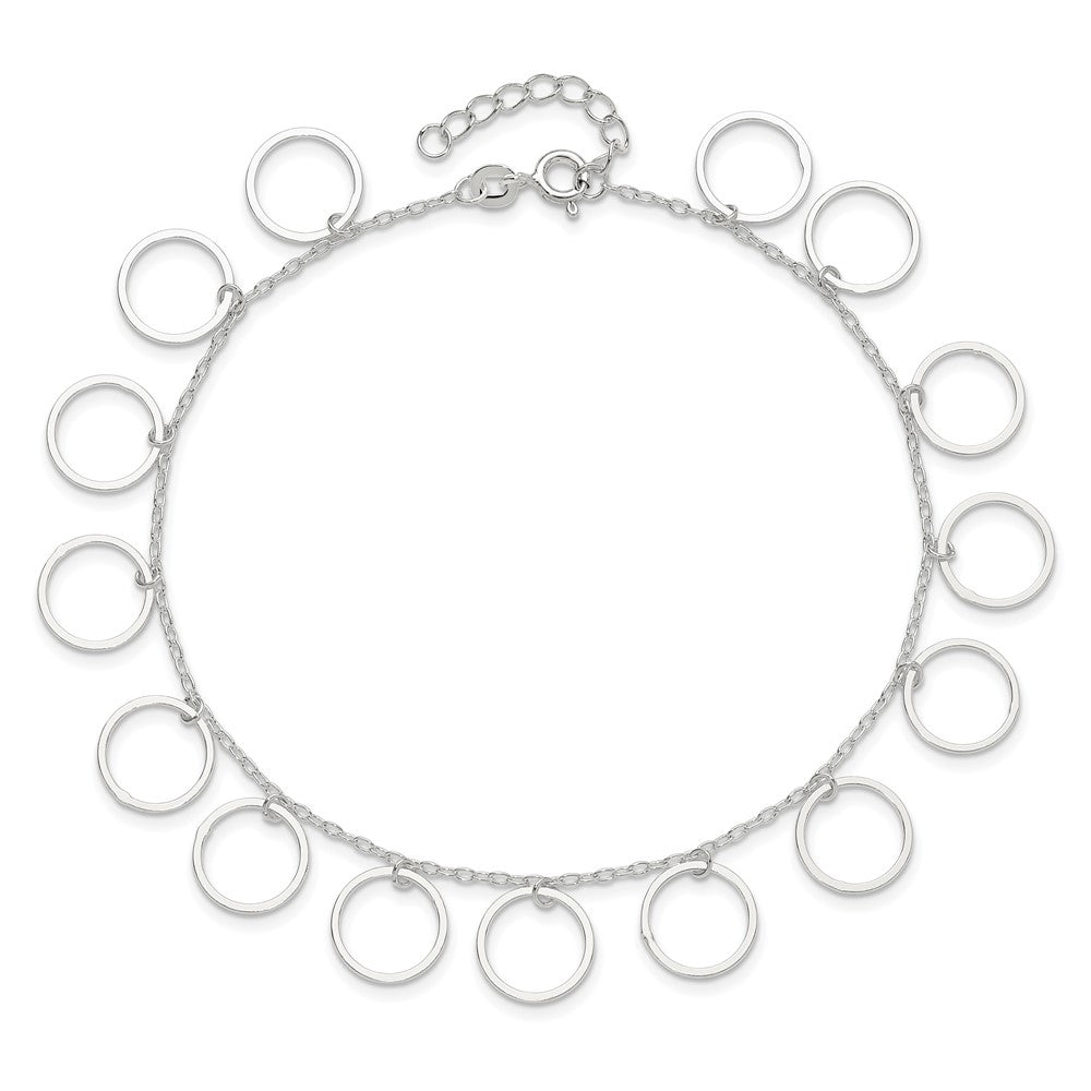 Sterling Silver Dangle Circles Anklet