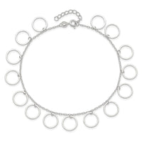 Sterling Silver Dangle Circles Anklet