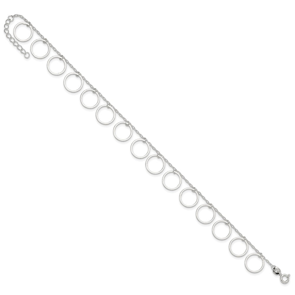 Sterling Silver Dangle Circles Anklet