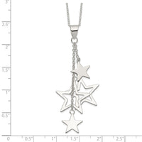 Sterling Silver Rhodium-plated Dangling Stars Necklace