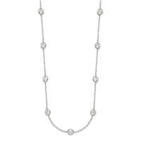 Sterling Silver Clear 4mm 11-Station CZ w/2in ext. Necklace