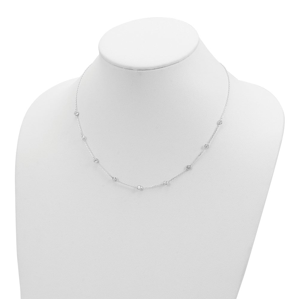 Sterling Silver Clear 4mm 9-Station CZ w/2in ext. Necklace